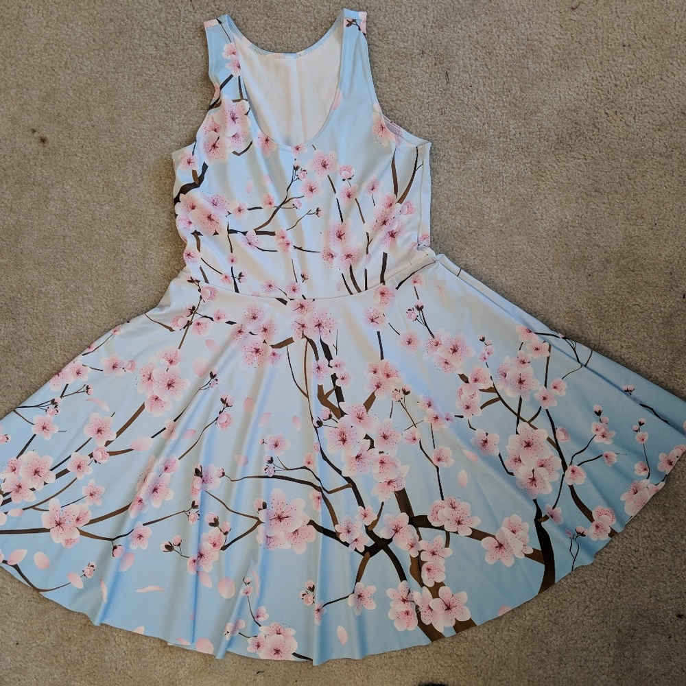 Black Milk Cherry Blossom Blue Reversible Skater